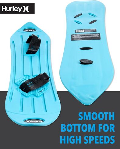 Hurley Kids' Snowboard - Beginner Heavy Duty Plastic Snowboard with Adjustable Binders - Outdoor Winter Snow Slider for Kids in Saudi Arabia