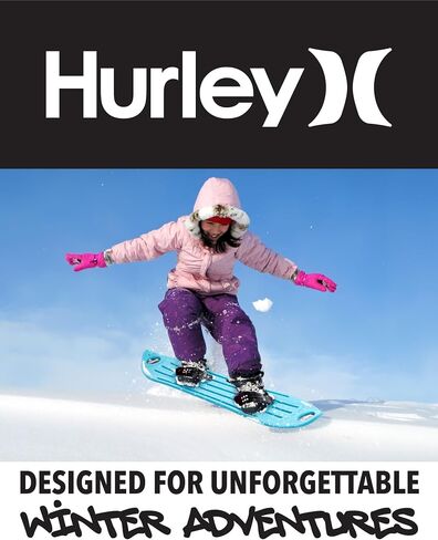Hurley Kids' Snowboard - Beginner Heavy Duty Plastic Snowboard with Adjustable Binders - Outdoor Winter Snow Slider for Kids in Saudi Arabia