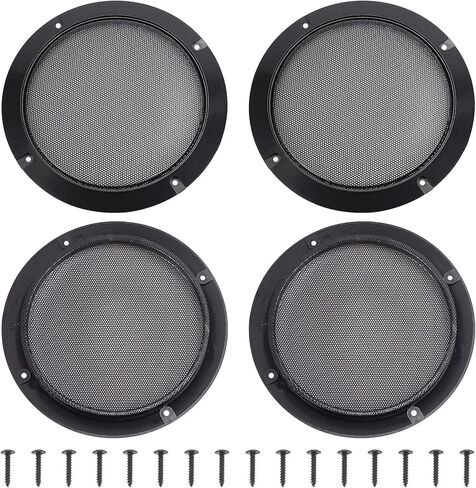 OLYCRAFT 4 Set Audio Speaker Cover Mesh 6.5 Inch Speaker Grill Cover Mesh Flat Round Speaker Grill Decorative Circle with Screws for Speaker Cabinet, Home Speaker, Car Speaker Electrophoresis Black in Saudi Arabia