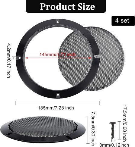 OLYCRAFT 4 Set Audio Speaker Cover Mesh 6.5 Inch Speaker Grill Cover Mesh Flat Round Speaker Grill Decorative Circle with Screws for Speaker Cabinet, Home Speaker, Car Speaker Electrophoresis Black in Saudi Arabia