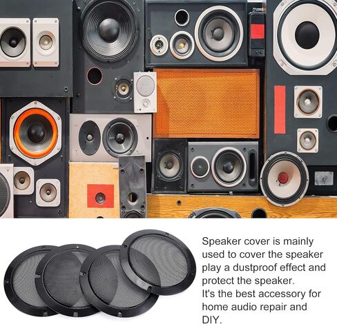 OLYCRAFT 4 Set Audio Speaker Cover Mesh 6.5 Inch Speaker Grill Cover Mesh Flat Round Speaker Grill Decorative Circle with Screws for Speaker Cabinet, Home Speaker, Car Speaker Electrophoresis Black in Saudi Arabia