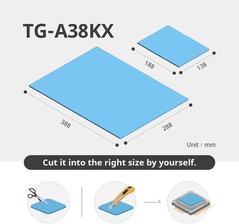 T-Global TG-A38KX وسادة حرارية عالية الأداء - 388-288-2.5 - استطالة عالية 110٪ - التوصيل الحراري 3.8 واط / مللي كلفن - لتبريد شرائح LED لوحدة المعالجة المركزية SSD IC SSD - وحدة تبريد شرائح LED - حشو الفجوات - سهل الاستخدام in Kuwait