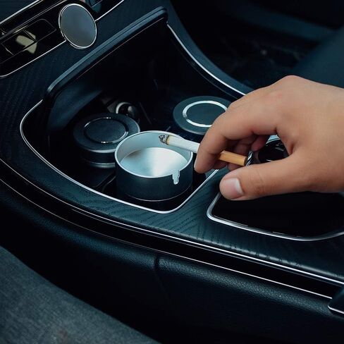 Leo and his friends Ashtrays for Cigarettes,Stainless Steel Car Ashtrays, Cigarette Ashtray for Car or Outdoor Use (Black) in Saudi Arabia