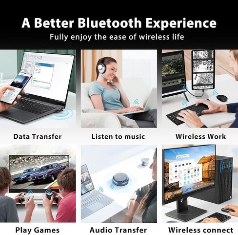FesiGif 1 Pack Long Range USB Bluetooth 5.3 Adapter for Desktop PC Class1 Bluetooth EDR Dongle Transmitter Receiver Plug & Play Wireless Bluetooth Controller Adapter for Laptop Headsets Keyboard Mouse in Saudi Arabia