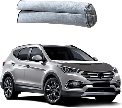 Ehiltek - حمالة صدر بونيه للسيارة Hyundai Santa Fe 2013-2018 قناع غطاء أسود لعاكس غطاء المحرك، يحمي من الجسيمات والحشرات، في جميع الأحوال الجوية، متين وسهل التجميع in Kuwait