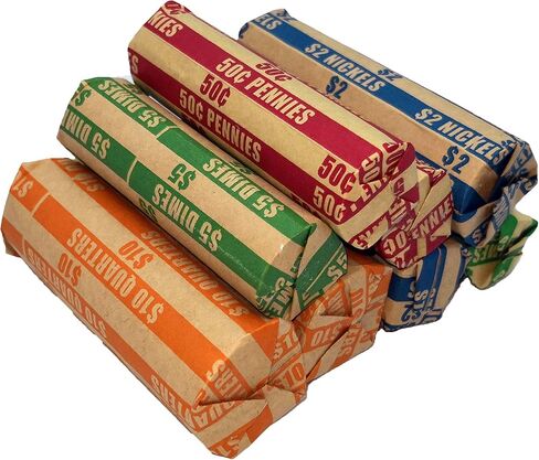 Flat Coin Wrapper 400 Assorted Pack, ABA-Standard Colored Striped Durable Kraft Paper in Saudi Arabia