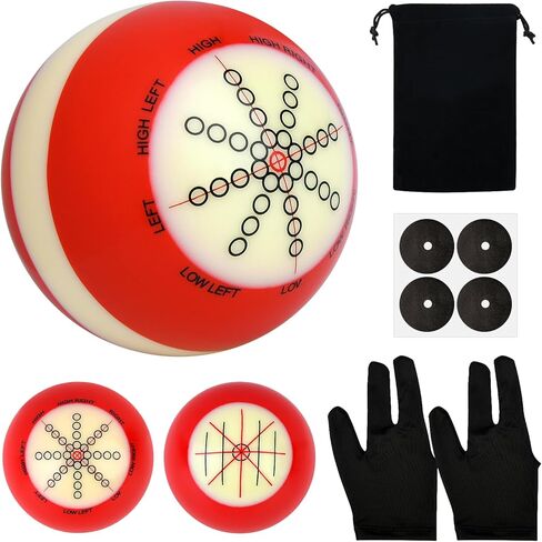 Billiards Cue Ball Practice Training Artifact with Billiard Gloves, Pool Table Ball Bag and Billiard Balls Locator Sticker, Used in American Billiards Eight Balls, Billiard Balls Accessories in Saudi Arabia