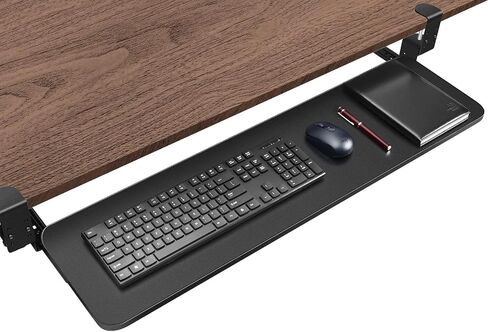 Kanrichu 36'' Extra Large Keyboard Tray, No Screw Long Adjustable Height Long Under Desk Pull Out Keyboard Drawer with C Clamp (Black) in Saudi Arabia