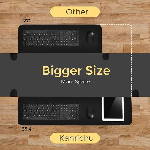 Kanrichu 36'' Extra Large Keyboard Tray, No Screw Long Adjustable Height Long Under Desk Pull Out Keyboard Drawer with C Clamp (Black) in Saudi Arabia