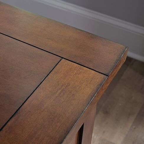 مكتب كتابة تنفيذي من Home Styles Tahoe Aged Maple مع درجين ملحقين على كل جانب، ودرج مركزي منسدل، وصينية لوحة مفاتيح، ومقابض برونزية عتيقة، بني in Saudi Arabia