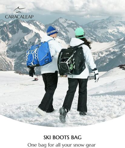 Caracaleap Ski Boots Bag 54L, Fully Padded Ski Boot Backpack Snowboard Gear Travel Bag Water-Resistant Skiing Snowboard Travel Luggage with PVC Bottom Pockets for Ski Helmet, Snow Boots for Travel in Saudi Arabia