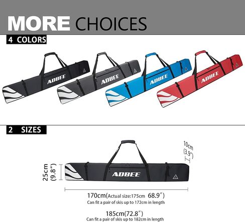 حقيبة تزلج ADBEE - حقيبة تزلج مبطنة بمقبض متين - حامل حزام تزلج مبطن بالكامل مقاوم للماء - قماش أكسفورد 600D موثوق به - سحابات وأبازيم شديدة التحمل in Kuwait