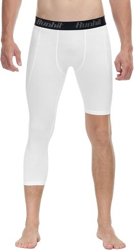 Runhit 3/4 Men's Compression Pants with Pockets,Workout Athletic Tights Leggings Athletic Base Layer Underwear in Saudi Arabia