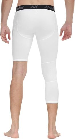 Runhit 3/4 Men's Compression Pants with Pockets,Workout Athletic Tights Leggings Athletic Base Layer Underwear in Saudi Arabia