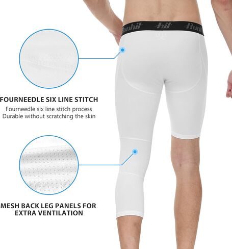 Runhit 3/4 Men's Compression Pants with Pockets,Workout Athletic Tights Leggings Athletic Base Layer Underwear in Saudi Arabia