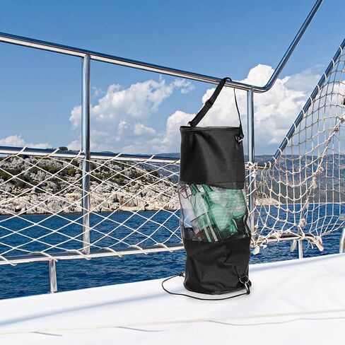 ZENFUN Boat Trash Bag, Collapsible Mesh Trash Can for Kayak, Portable Boat Trash Bag, Reusable, Fishing, Camper, Sandbar, Easy to Clean, Pontoon Boat Accessories, Black in Saudi Arabia