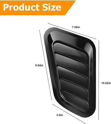 Car Hood Vent Trim Decal, 2PCS Universal ABS Decorative Stickers, Bonnet Vent Front Hood Air Flow Intake Scoop Trim Cover, Automotive Exterior Accessories for Cars, SUVs, Trucks (Black) in Saudi Arabia
