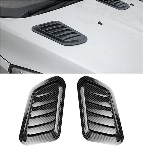 Car Hood Vent Trim Decal, 2PCS Universal ABS Decorative Stickers, Bonnet Vent Front Hood Air Flow Intake Scoop Trim Cover, Automotive Exterior Accessories for Cars, SUVs, Trucks (Black) in Saudi Arabia
