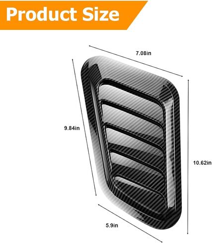 Car Hood Vent Trim Decal, 2PCS Universal ABS Decorative Stickers, Bonnet Vent Front Hood Air Flow Intake Scoop Trim Cover, Automotive Exterior Accessories for Cars, SUVs, Trucks (Black) in Saudi Arabia