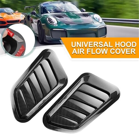 Car Hood Vent Trim Decal, 2PCS Universal ABS Decorative Stickers, Bonnet Vent Front Hood Air Flow Intake Scoop Trim Cover, Automotive Exterior Accessories for Cars, SUVs, Trucks (Black) in Saudi Arabia