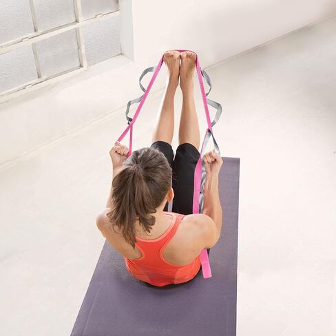 Yoga Stretching Strap With Loops - 12-Loop Exercise Strap for Physical Therapy, Flexibility, Pilates, Dance, Gymnastics, Recovery, Workout - Non-Elastic Premium-Woven Nylon Stretch Band in Saudi Arabia