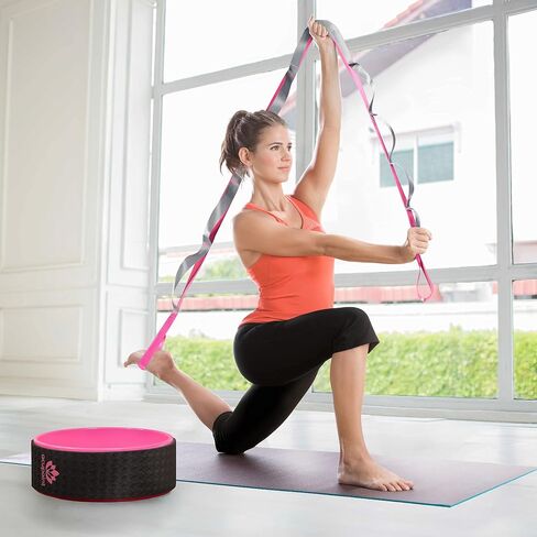 Yoga Stretching Strap With Loops - 12-Loop Exercise Strap for Physical Therapy, Flexibility, Pilates, Dance, Gymnastics, Recovery, Workout - Non-Elastic Premium-Woven Nylon Stretch Band in Saudi Arabia