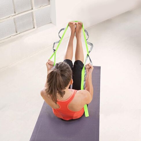Yoga Stretching Strap With Loops - 12-Loop Exercise Strap for Physical Therapy, Flexibility, Pilates, Dance, Gymnastics, Recovery, Workout - Non-Elastic Premium-Woven Nylon Stretch Band in Saudi Arabia