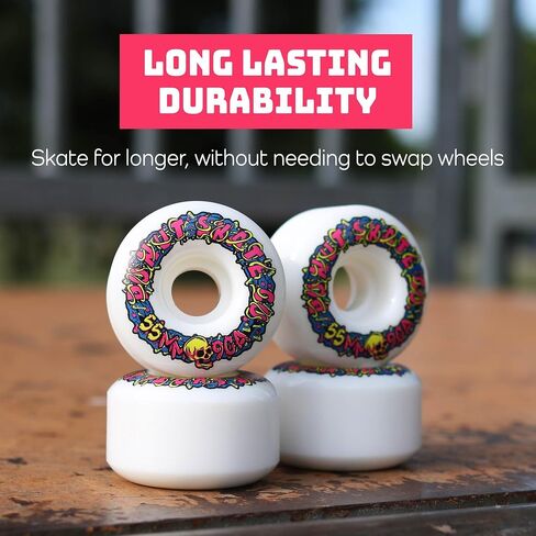Donut Skate Co. 55mm - 90a Snake Skateboard Wheels for Tricks, Skateparks, Street Skating, Cruising, Wear Resistant, Set of 4 in Saudi Arabia