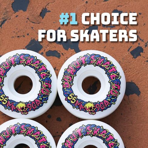 Donut Skate Co. 55mm - 90a Snake Skateboard Wheels for Tricks, Skateparks, Street Skating, Cruising, Wear Resistant, Set of 4 in Saudi Arabia