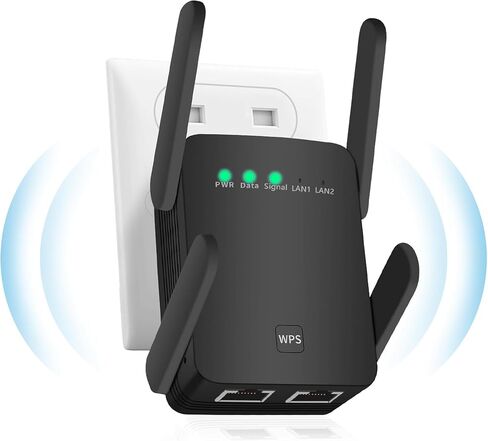 WiFi Extender, 5GHz+2.4Ghz Dual Band WiFi Booster with Ethernet Port，Up to 1200Mbit/s WiFi Repeater Signal Booster for Home,5G Amplifier Coverage up to 9200 sq.ft, Work with 99% WiFi Routers in Saudi Arabia