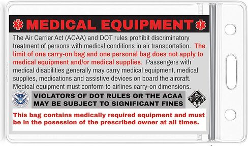 بطاقة الأمتعة للمعدات الطبية BiPAP - التعامل بعناية، ولوائح DOT وACAA (Lug-BiPAP -329) الكمية (2) in Saudi Arabia