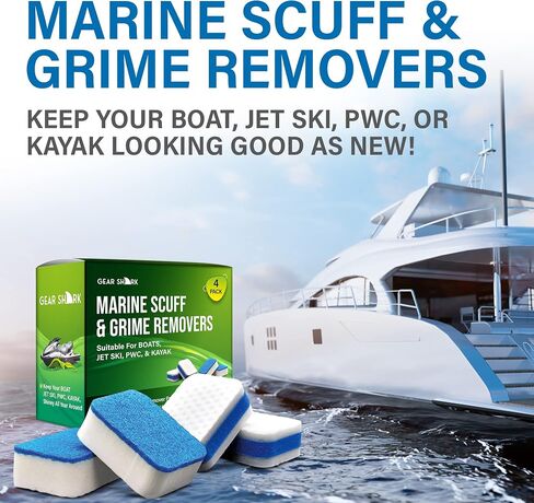 GEAR SHARK Marine Scuff Erasers | Magic Scuff Remover Sponge Pads for Boats, Jet Ski & PWC | Remove Dirt, Grease, Grime Black Streak, Deck Spot & More | Premium Boat Cleaning and Polishing Accessories in Saudi Arabia