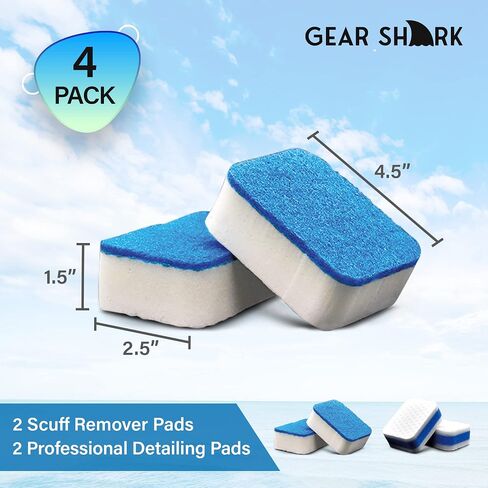 GEAR SHARK Marine Scuff Erasers | Magic Scuff Remover Sponge Pads for Boats, Jet Ski & PWC | Remove Dirt, Grease, Grime Black Streak, Deck Spot & More | Premium Boat Cleaning and Polishing Accessories in Saudi Arabia