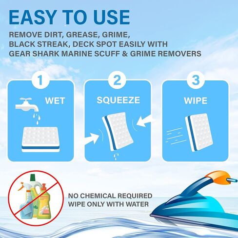 GEAR SHARK Marine Scuff Erasers | Magic Scuff Remover Sponge Pads for Boats, Jet Ski & PWC | Remove Dirt, Grease, Grime Black Streak, Deck Spot & More | Premium Boat Cleaning and Polishing Accessories in Saudi Arabia