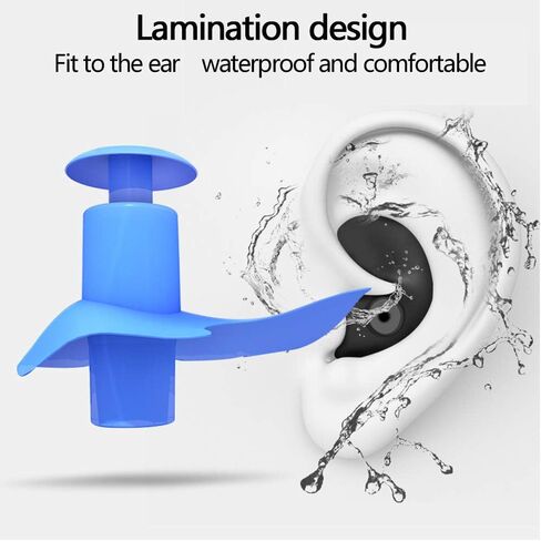 Swimming Earplugs, 5-Pairs Pack Waterproof Reusable Silicone Swimming Ear Plugs with Swimming Nose Clips for Swimming Showering Bathing Surfing Snorkeling and Other Water Sports(adult) in Saudi Arabia