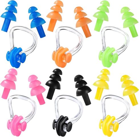 مجموعات سدادات أذن للسباحة من السيليكون المقاوم للماء، سدادات مشبك الأنف، HNYYZL 6 مجموعات سدادات أذن للسباحة من السيليكون قابلة لإعادة الاستخدام للسباحة وركوب الأمواج والغطس وغيرها من الرياضات المائية in Kuwait