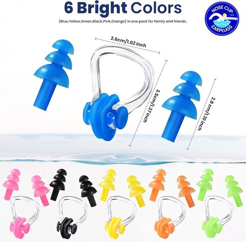 مجموعات سدادات أذن للسباحة من السيليكون المقاوم للماء، سدادات مشبك الأنف، HNYYZL 6 مجموعات سدادات أذن للسباحة من السيليكون قابلة لإعادة الاستخدام للسباحة وركوب الأمواج والغطس وغيرها من الرياضات المائية in Kuwait
