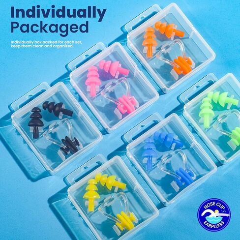 مجموعات سدادات أذن للسباحة من السيليكون المقاوم للماء، سدادات مشبك الأنف، HNYYZL 6 مجموعات سدادات أذن للسباحة من السيليكون قابلة لإعادة الاستخدام للسباحة وركوب الأمواج والغطس وغيرها من الرياضات المائية in Kuwait