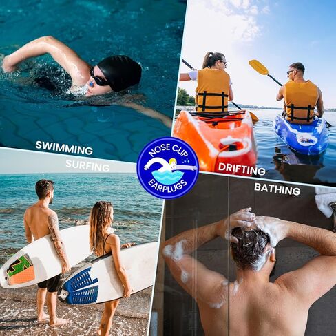 مجموعات سدادات أذن للسباحة من السيليكون المقاوم للماء، سدادات مشبك الأنف، HNYYZL 6 مجموعات سدادات أذن للسباحة من السيليكون قابلة لإعادة الاستخدام للسباحة وركوب الأمواج والغطس وغيرها من الرياضات المائية in Kuwait