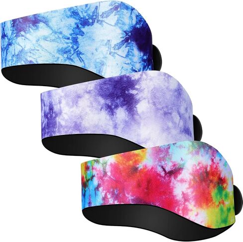 3 Pieces Swimming Headband Waterproof Swim Ear Band Elastic Ear Protection Band for Swimmers Adult Men Women Kids Block Water Secure Earplugs Water Protection Bath Shower Pool Beach (Tie Dye Style) in Saudi Arabia