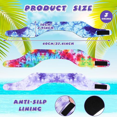 3 Pieces Swimming Headband Waterproof Swim Ear Band Elastic Ear Protection Band for Swimmers Adult Men Women Kids Block Water Secure Earplugs Water Protection Bath Shower Pool Beach (Tie Dye Style) in Saudi Arabia