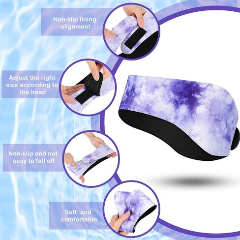 3 Pieces Swimming Headband Waterproof Swim Ear Band Elastic Ear Protection Band for Swimmers Adult Men Women Kids Block Water Secure Earplugs Water Protection Bath Shower Pool Beach (Tie Dye Style) in Saudi Arabia