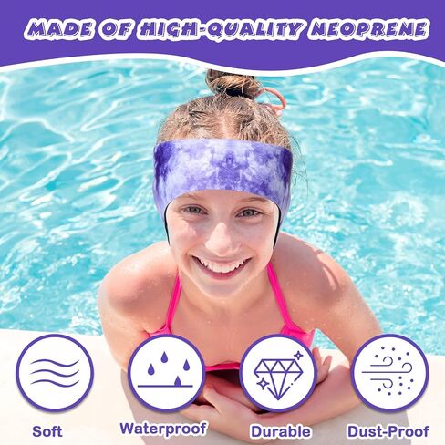 3 Pieces Swimming Headband Waterproof Swim Ear Band Elastic Ear Protection Band for Swimmers Adult Men Women Kids Block Water Secure Earplugs Water Protection Bath Shower Pool Beach (Tie Dye Style) in Saudi Arabia