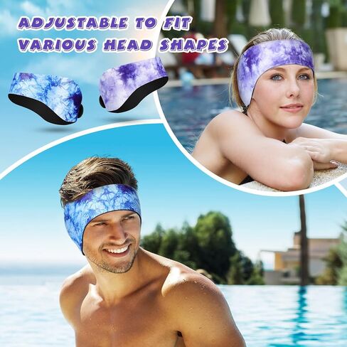 3 Pieces Swimming Headband Waterproof Swim Ear Band Elastic Ear Protection Band for Swimmers Adult Men Women Kids Block Water Secure Earplugs Water Protection Bath Shower Pool Beach (Tie Dye Style) in Saudi Arabia