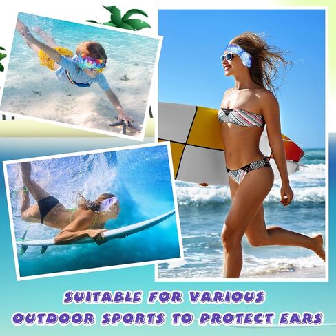 3 Pieces Swimming Headband Waterproof Swim Ear Band Elastic Ear Protection Band for Swimmers Adult Men Women Kids Block Water Secure Earplugs Water Protection Bath Shower Pool Beach (Tie Dye Style) in Saudi Arabia