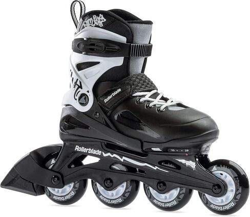 حذاء تزلج مضمن للياقة البدنية قابل للتعديل للأولاد من Rollerblade Fury، أبيض وأسود، للصغار، أداء شبابي in Saudi Arabia