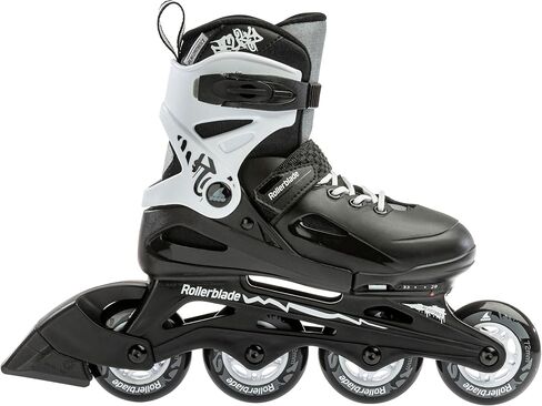 حذاء تزلج مضمن للياقة البدنية قابل للتعديل للأولاد من Rollerblade Fury، أبيض وأسود، للصغار، أداء شبابي in Saudi Arabia
