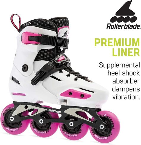 Rollerblade Apex Adjustable Fitness Inline Skate, White/Pink, Junior, Urban Performance Inline Skates in Saudi Arabia