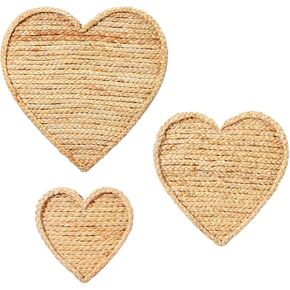 Wesiti 3 قطع عيد الحب سلة الحائط ديكور بوهو شكل قلب الروطان شنقا سلة الحائط المنسوجة تقليد مزرعة ديكور جدار الفن اليدوية لطاولة المطبخ ريفي ديكور غرفة المنزل الطرف in Kuwait