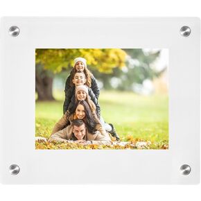 Acrylic Photo Frame by Rebecca Luxurious Bath- Hold Photos up to 16x20 Inch Full Frame 18x22 | Acrylic Wall Hanging Picture Frame with Silver Brackets | Modern Frameless Picture Frame | Floating Frame for Bathroom Wall Art | Gift For Home (Transparent, 16